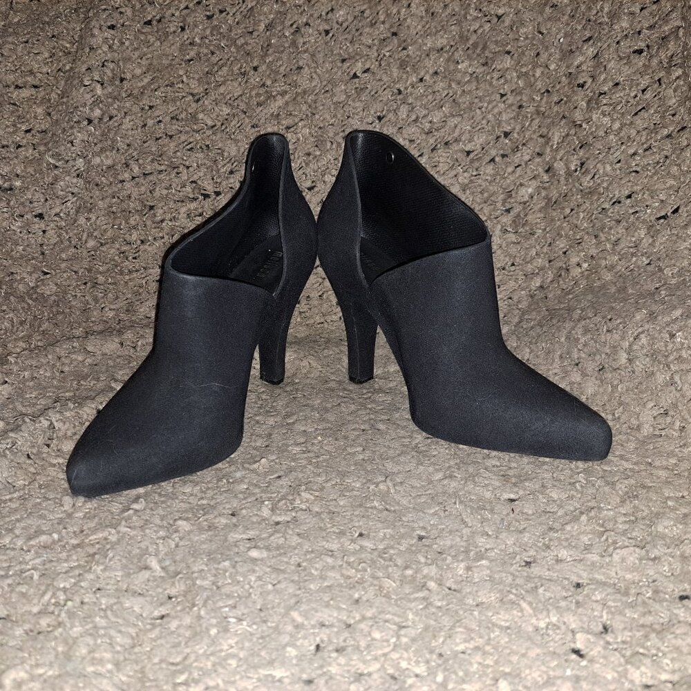 MELISSA-Drama-Black Flocked Jelly-Pointed Toe Heel Ankle Boots-Sz 8-Excellent - Picture 4 of 8